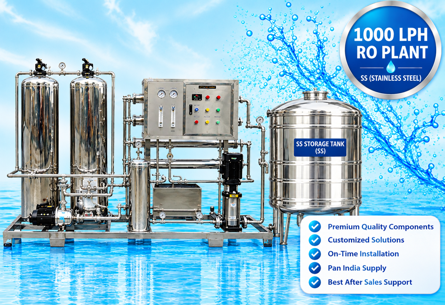 1000 LPH stainless steel RO plant by Rishabh Raj Enterprises